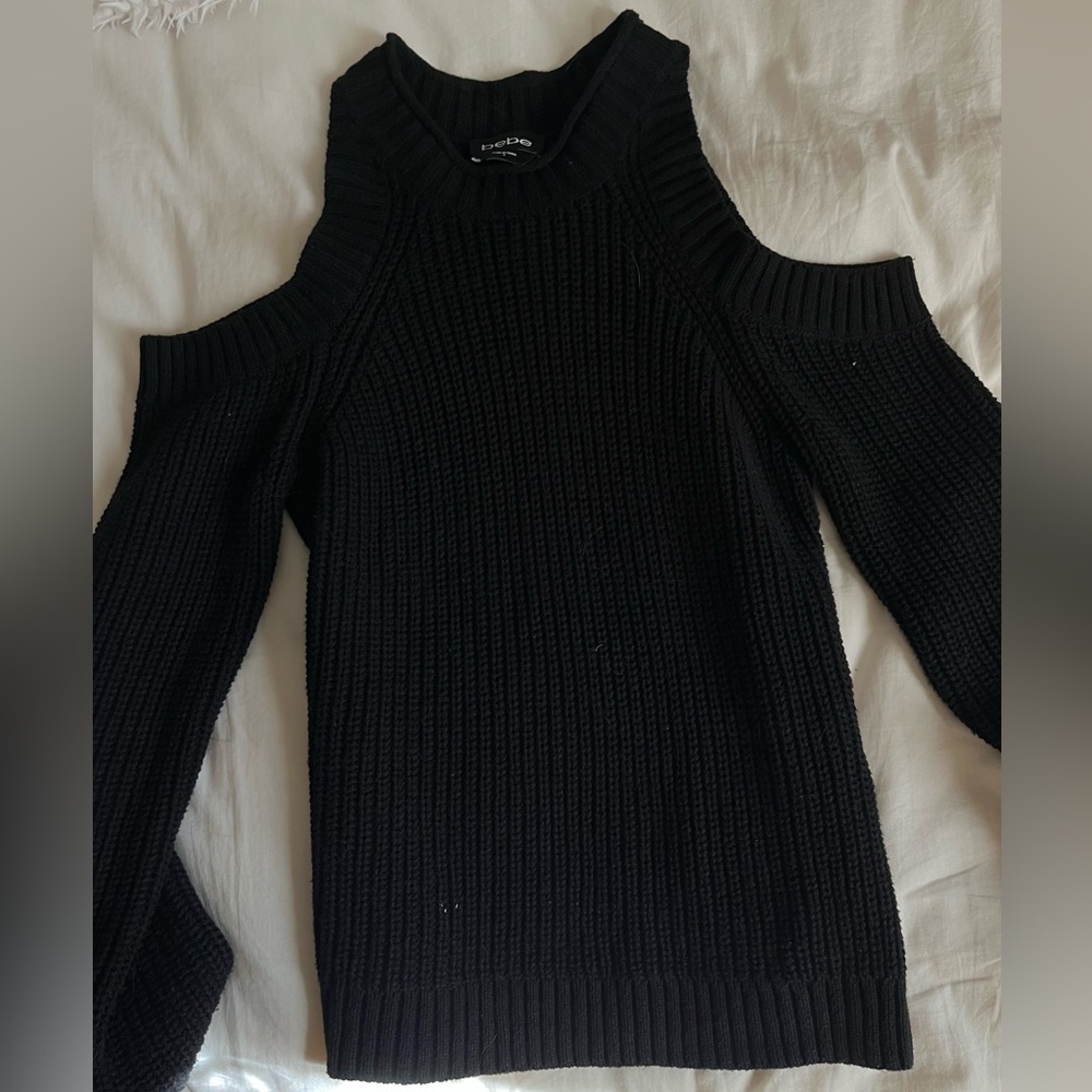 Bebe Off-Shoulder Black Sweater